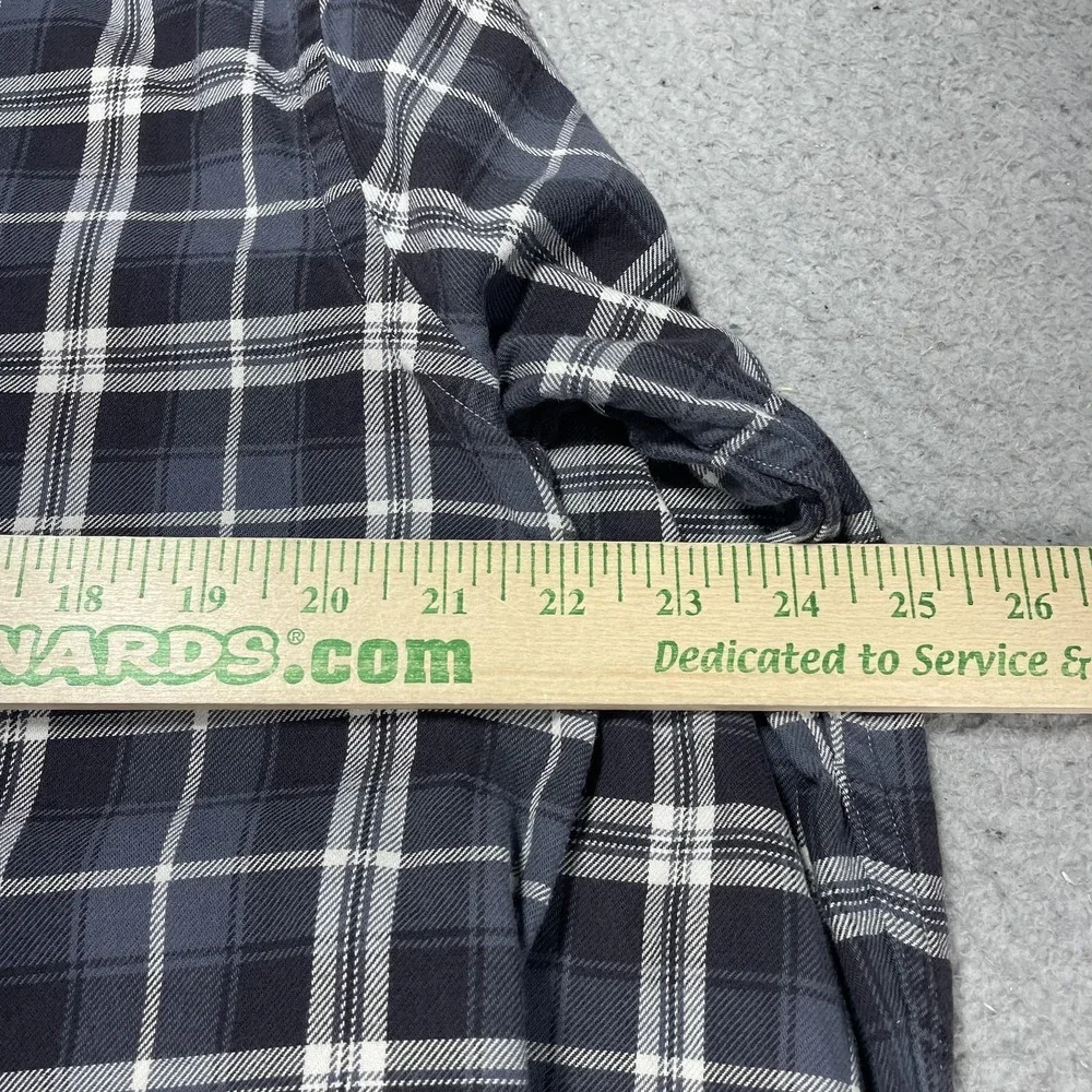Polo Ralph Lauren Shirt Mens Large Navy Blue Plaid Flannel Button Up Casual‎